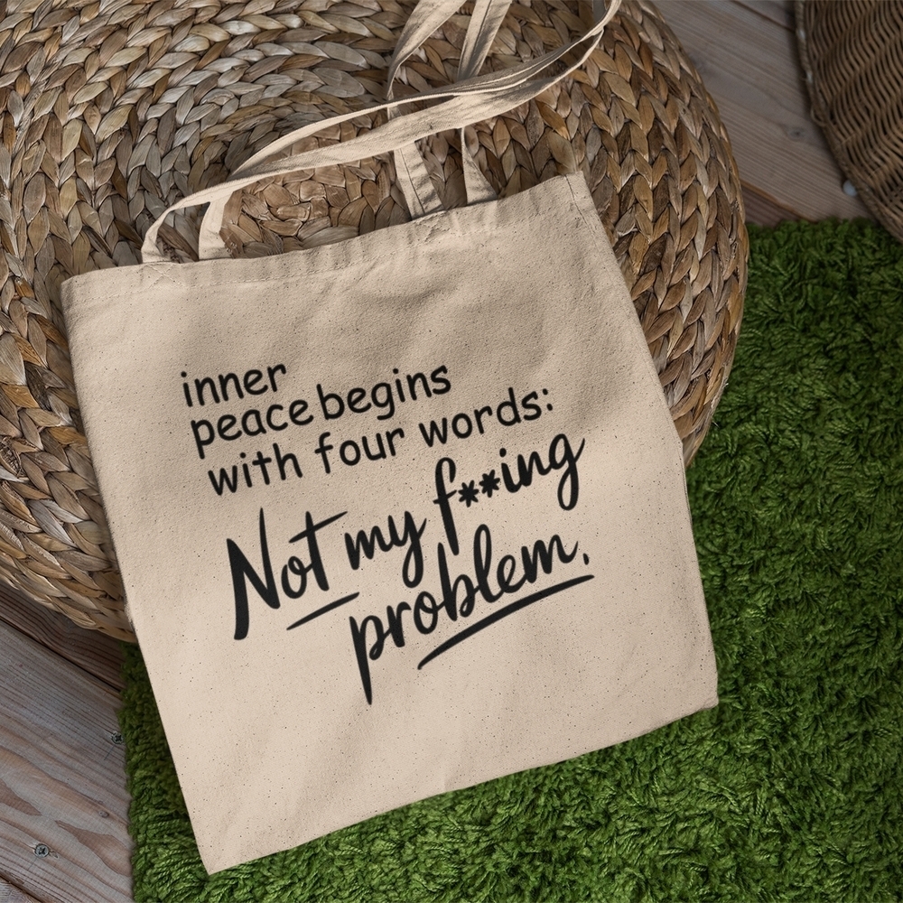 Cream Canvas Tote with Bold Text Design